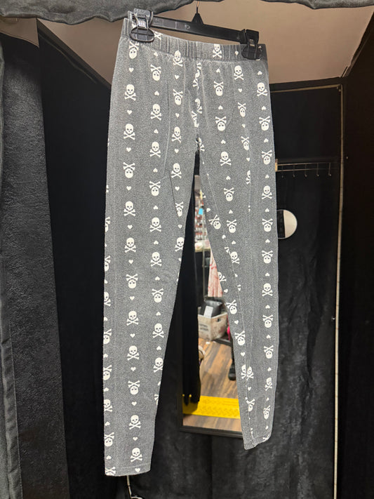 Skull & Crossbones Goth Leggings – Soft Stretch Lounge Pants- Size XS