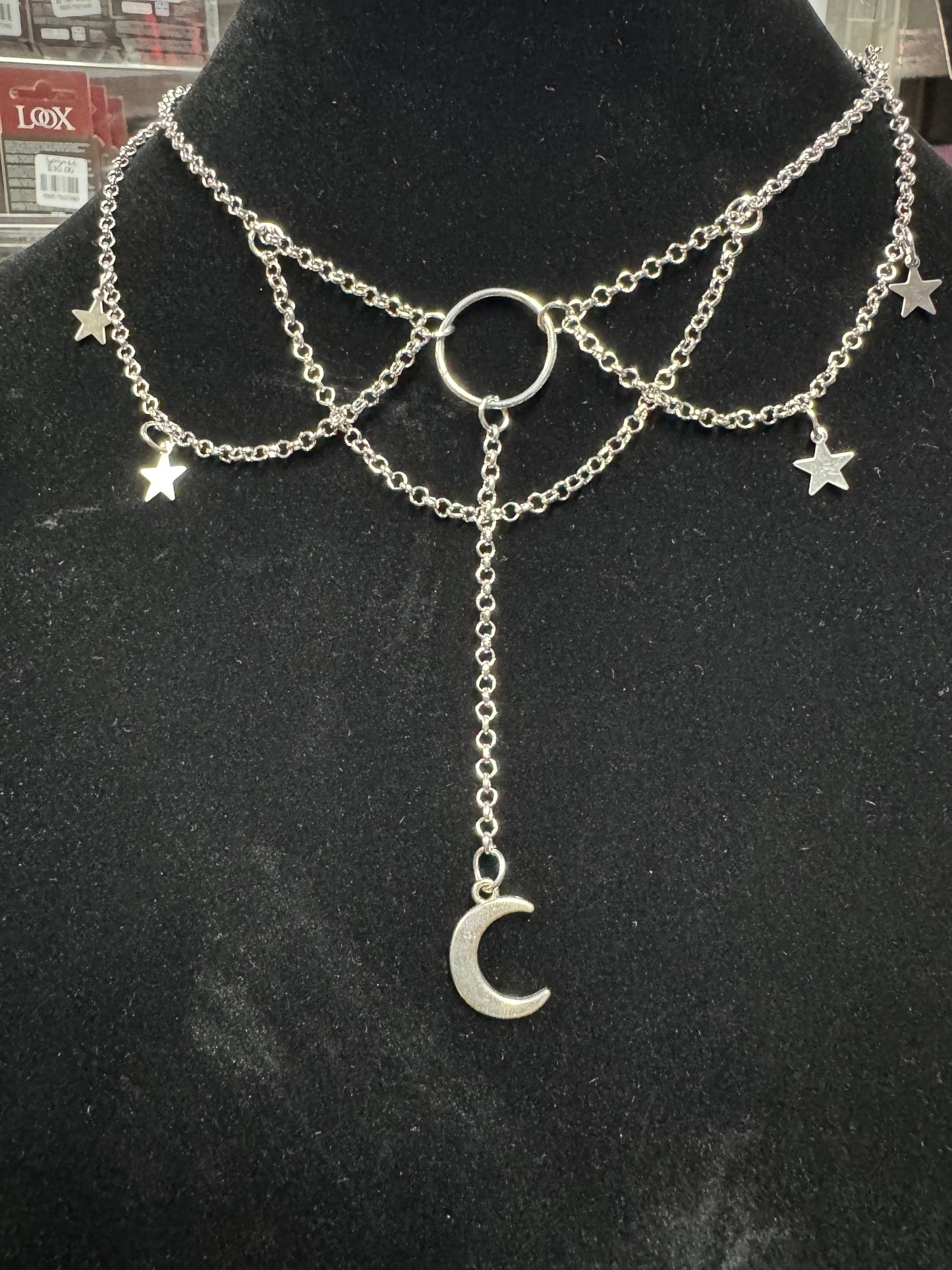 Chained Moon/Star Drop Necklace