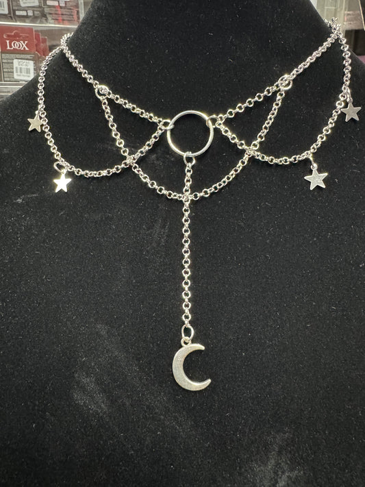 Chained Moon/Star Drop Necklace