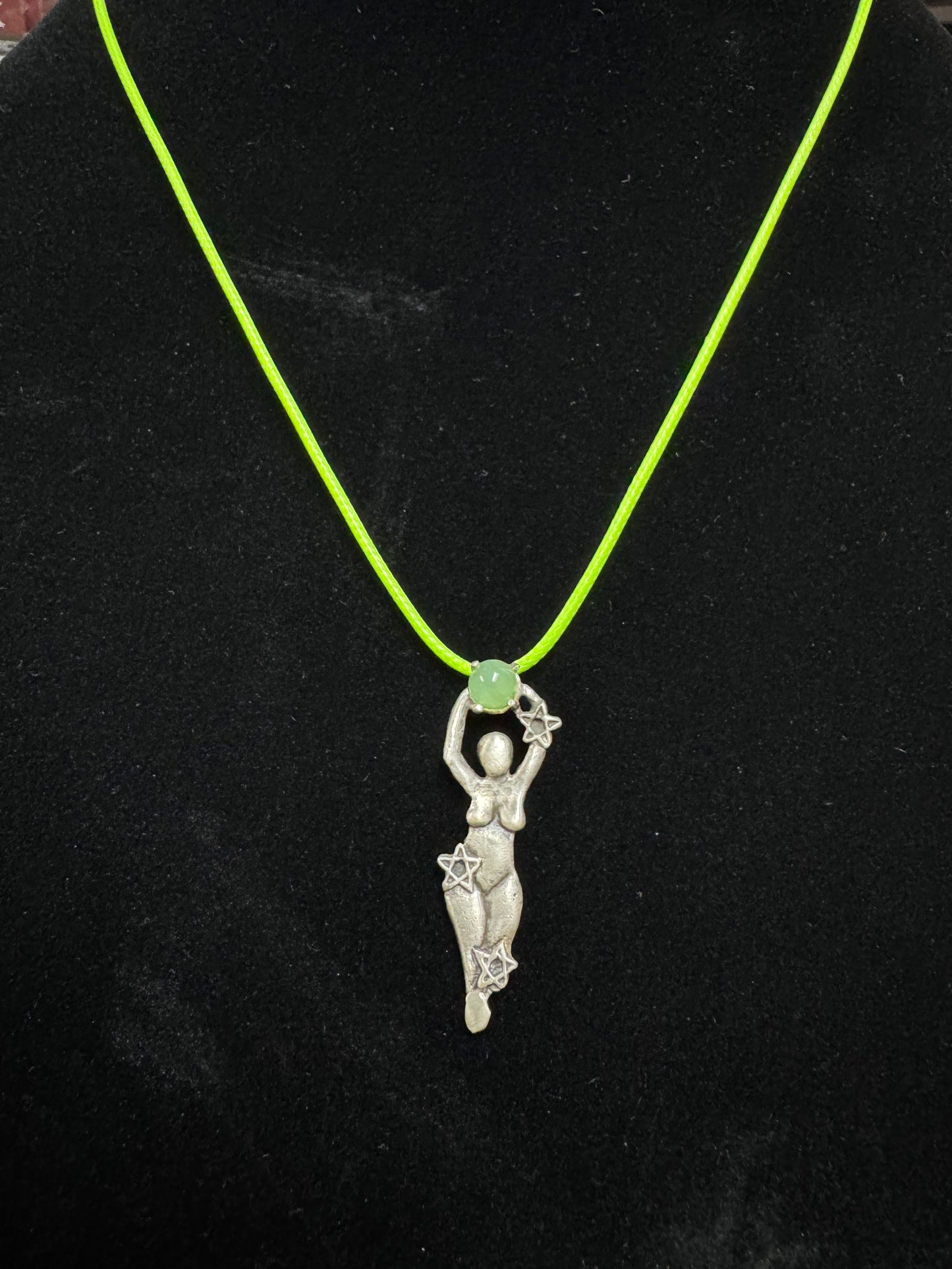 .925 Silver Fluorite Stone Goddess Necklace