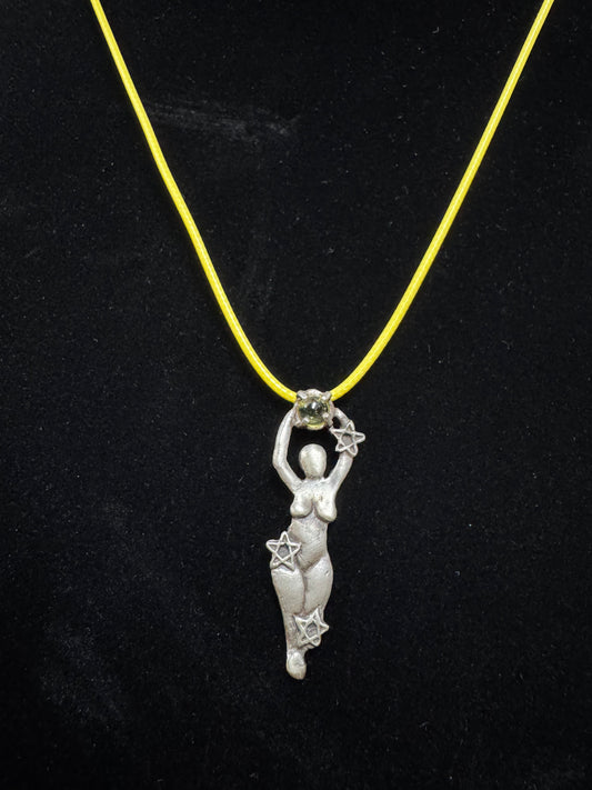 .925 Silver Fluorite Stone Goddess Necklace