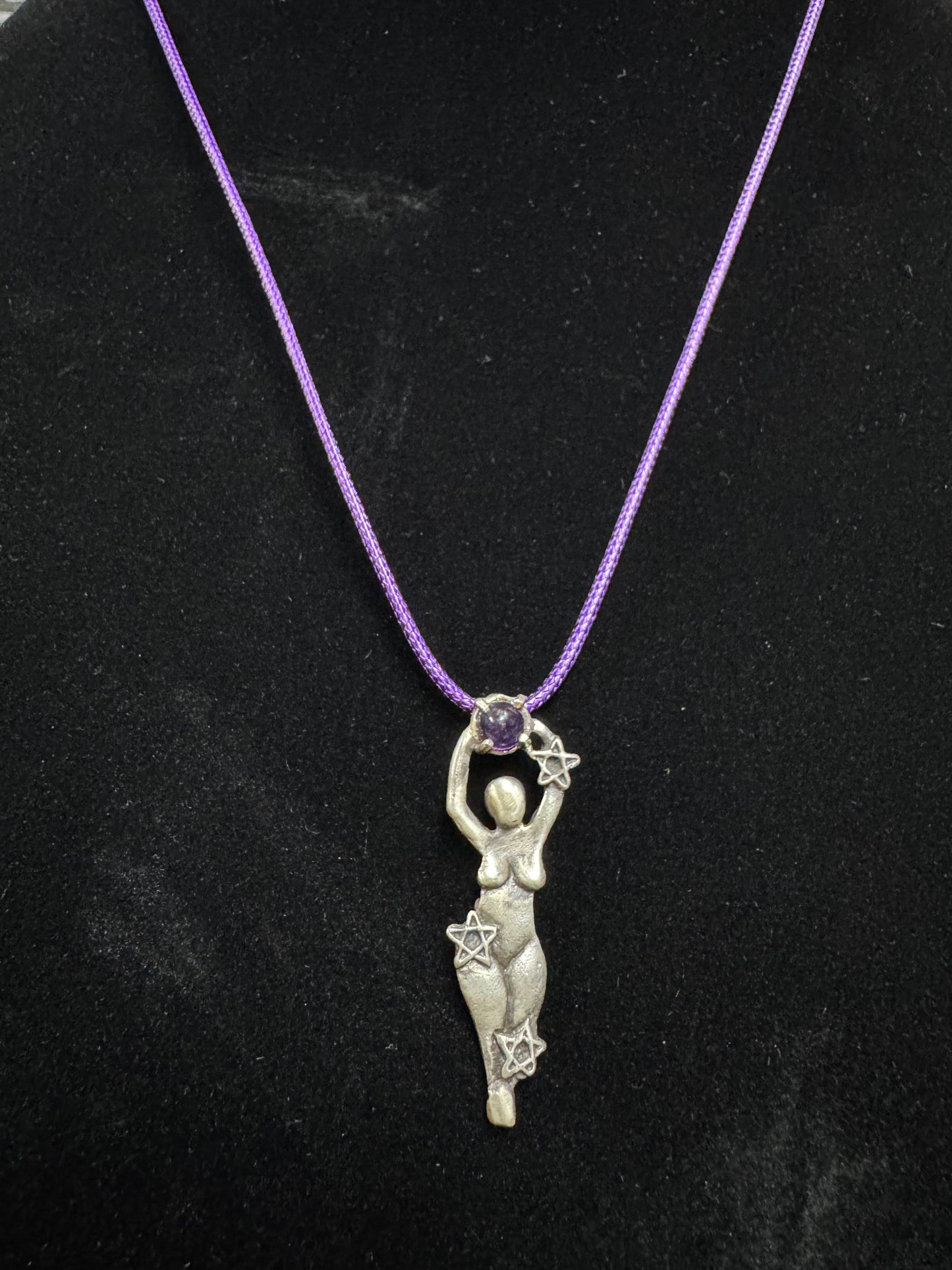 .925 Silver Fluorite Stone Goddess Necklace