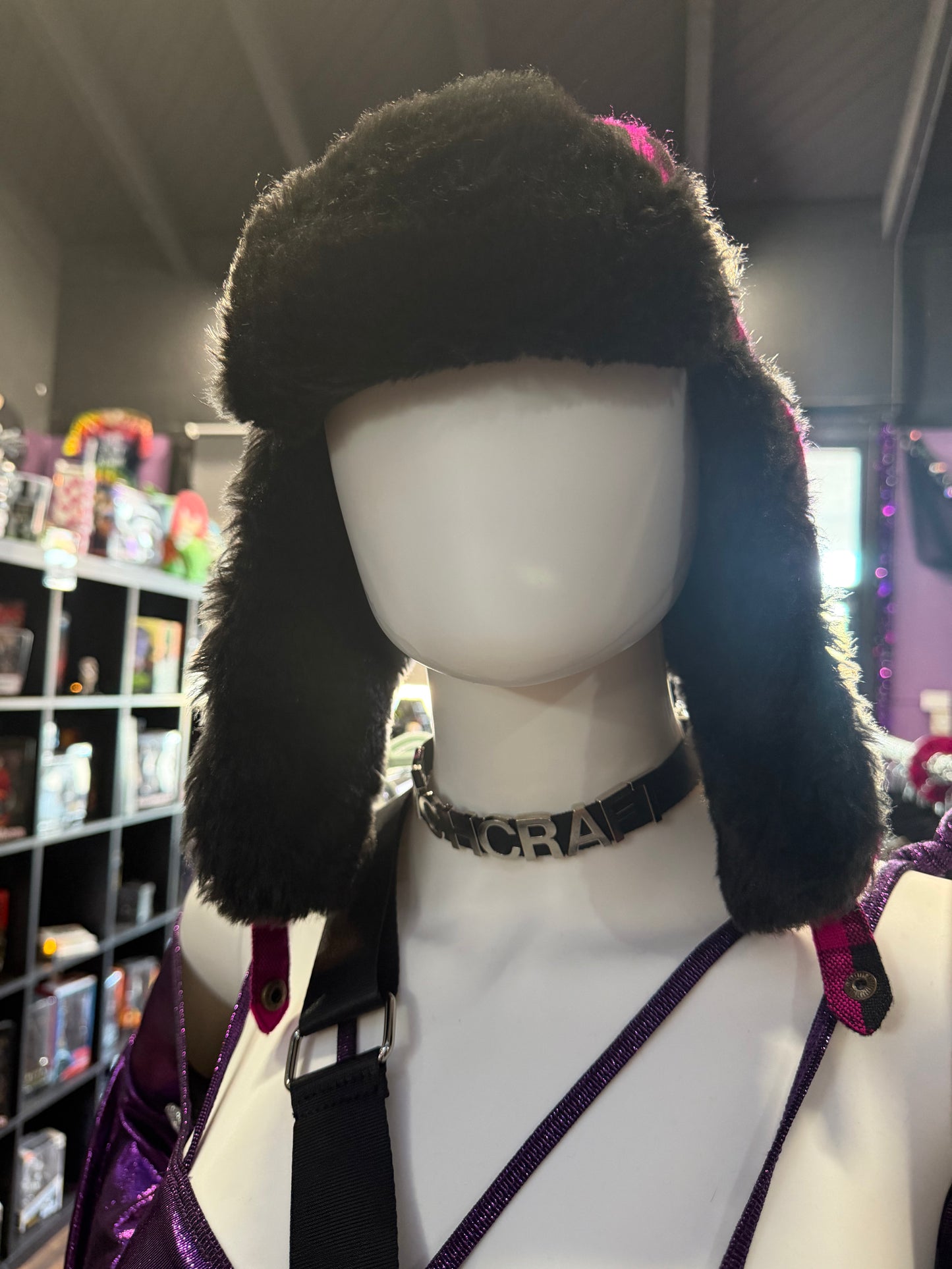 Hot Pink Buffalo Plaid Trapper Hat – Faux Fur Lined / Alt Wintercore