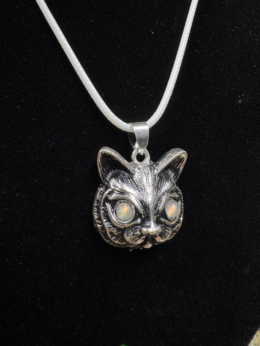 Cat with Moonstone Eyes Necklace