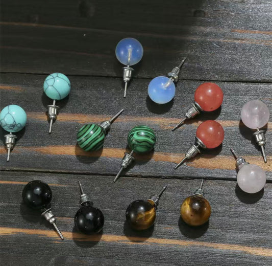 Natural Stone Sphere Studs