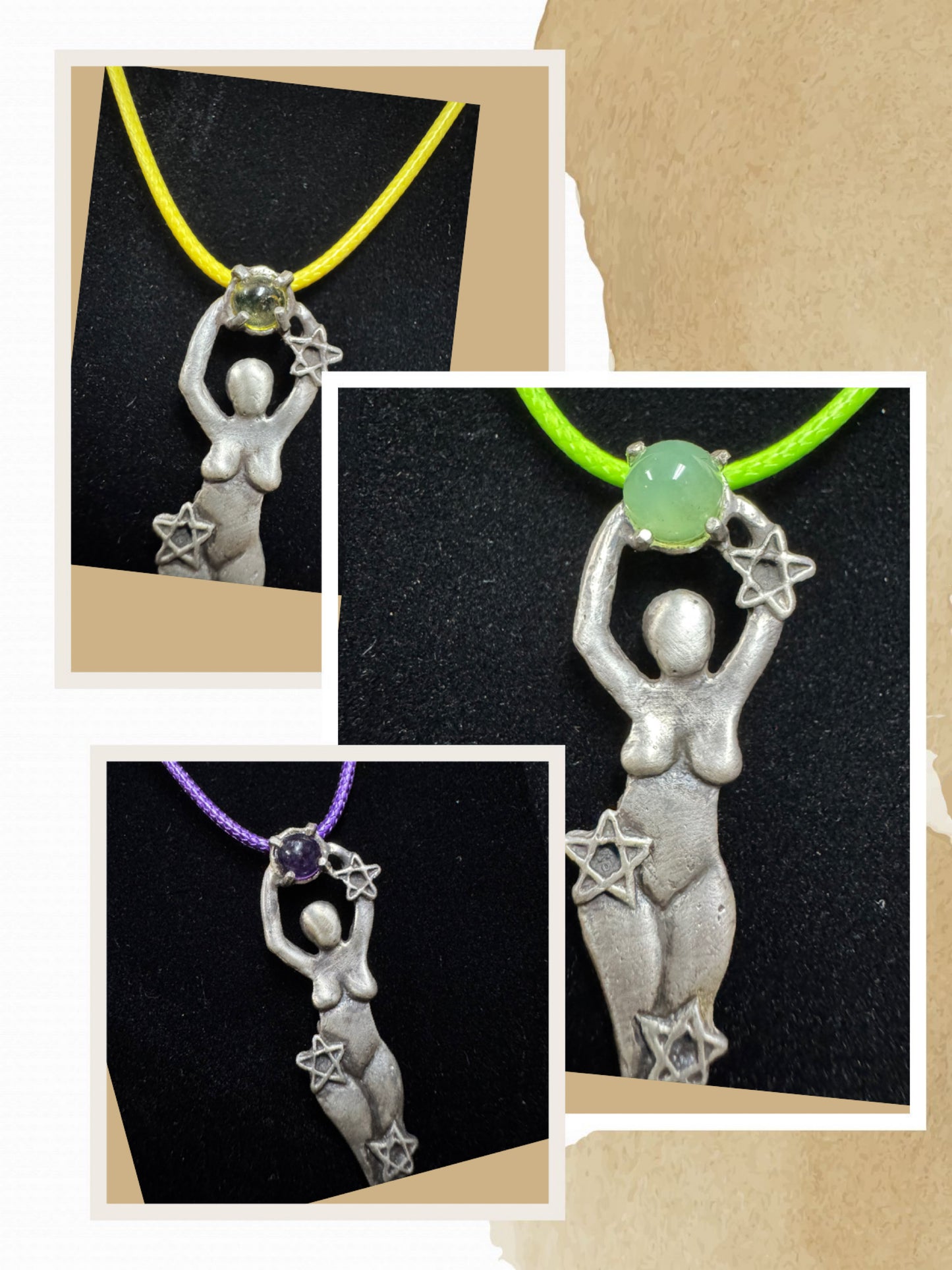.925 Silver Fluorite Stone Goddess Necklace