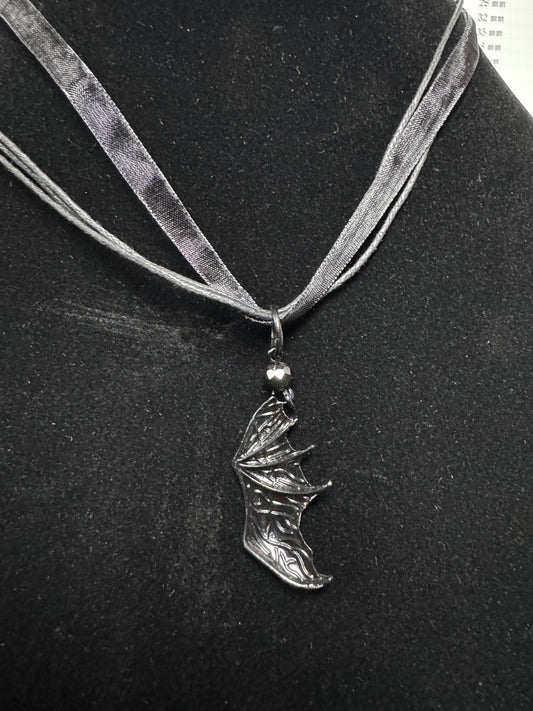 Bat Wing Ribbon Choker Necklace
