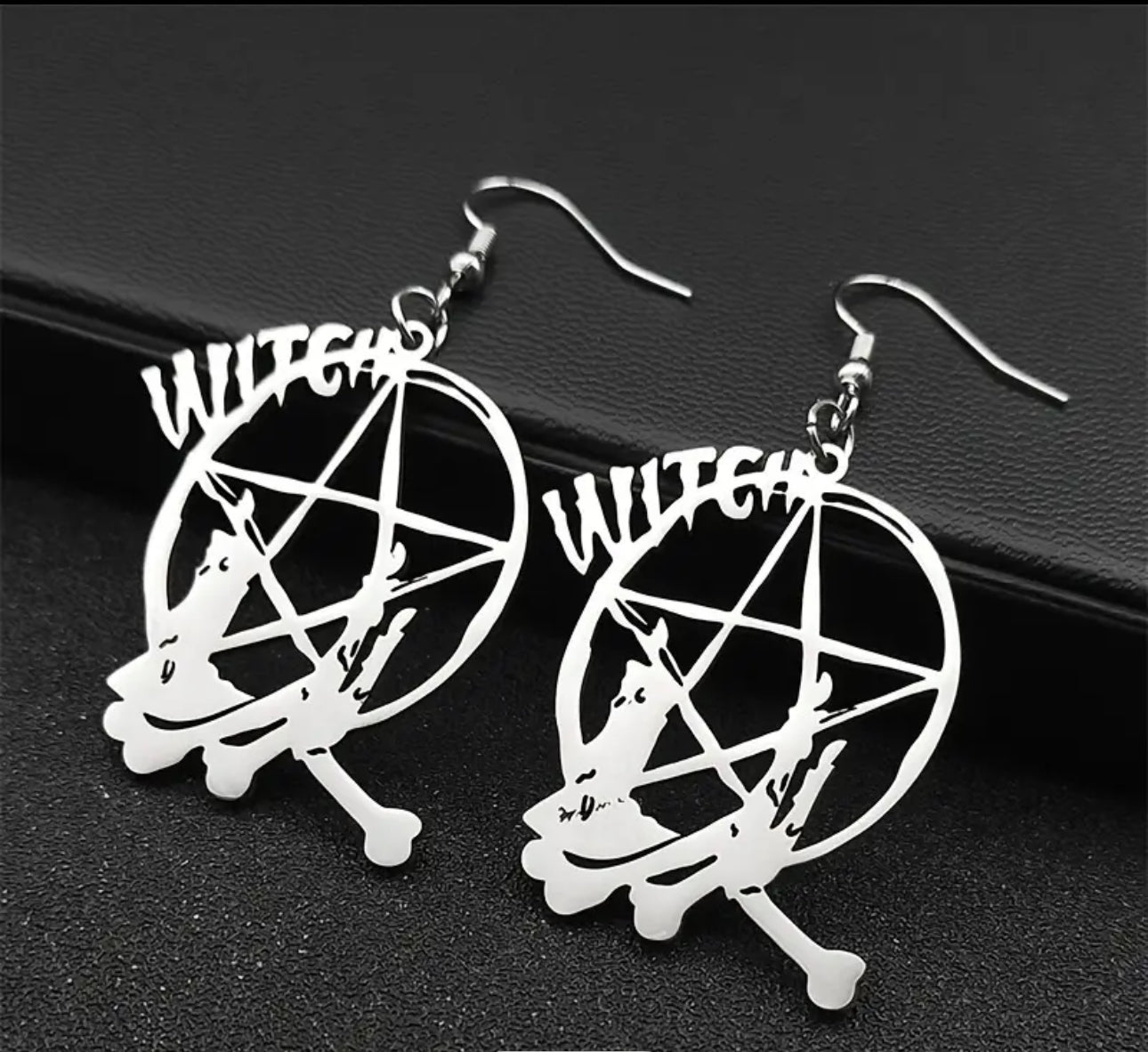 Stainless Steel Witch Pentagram Earrings