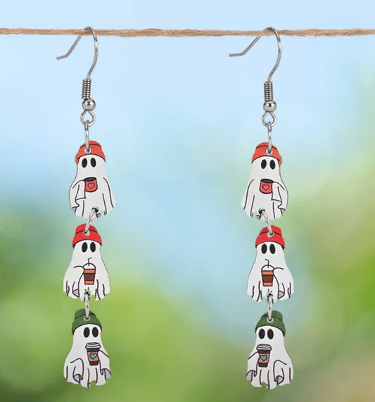 Coffee and Ghosts Dangle Earrings