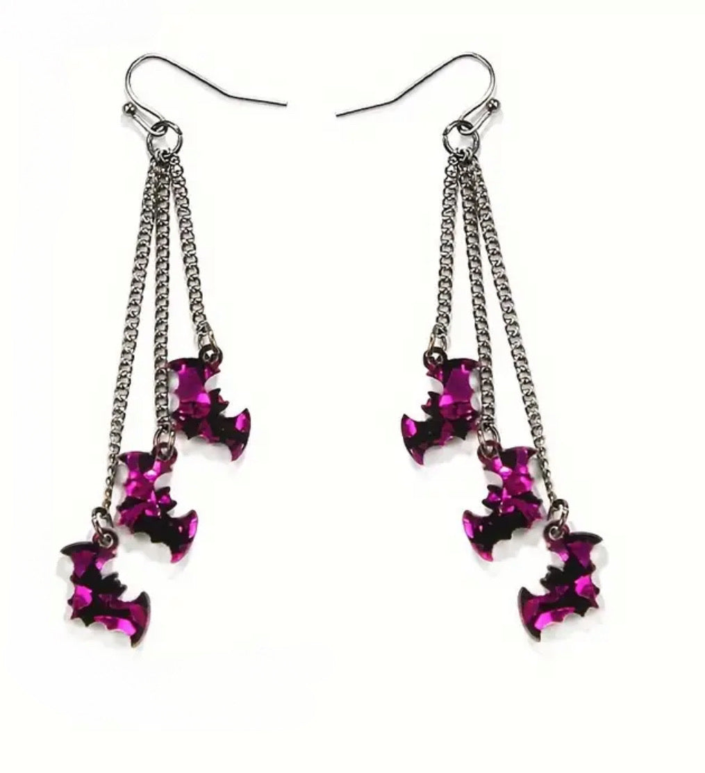 Elegant Bat Acrylic Drop Earrings