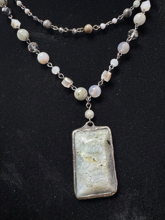 2 Layer Labradorite Stone Necklace