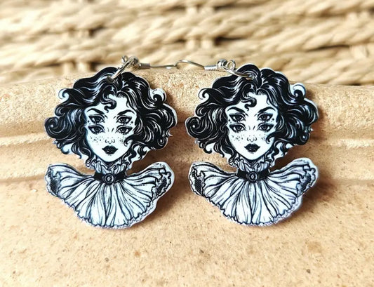 Double-eye Girl Face Earrings