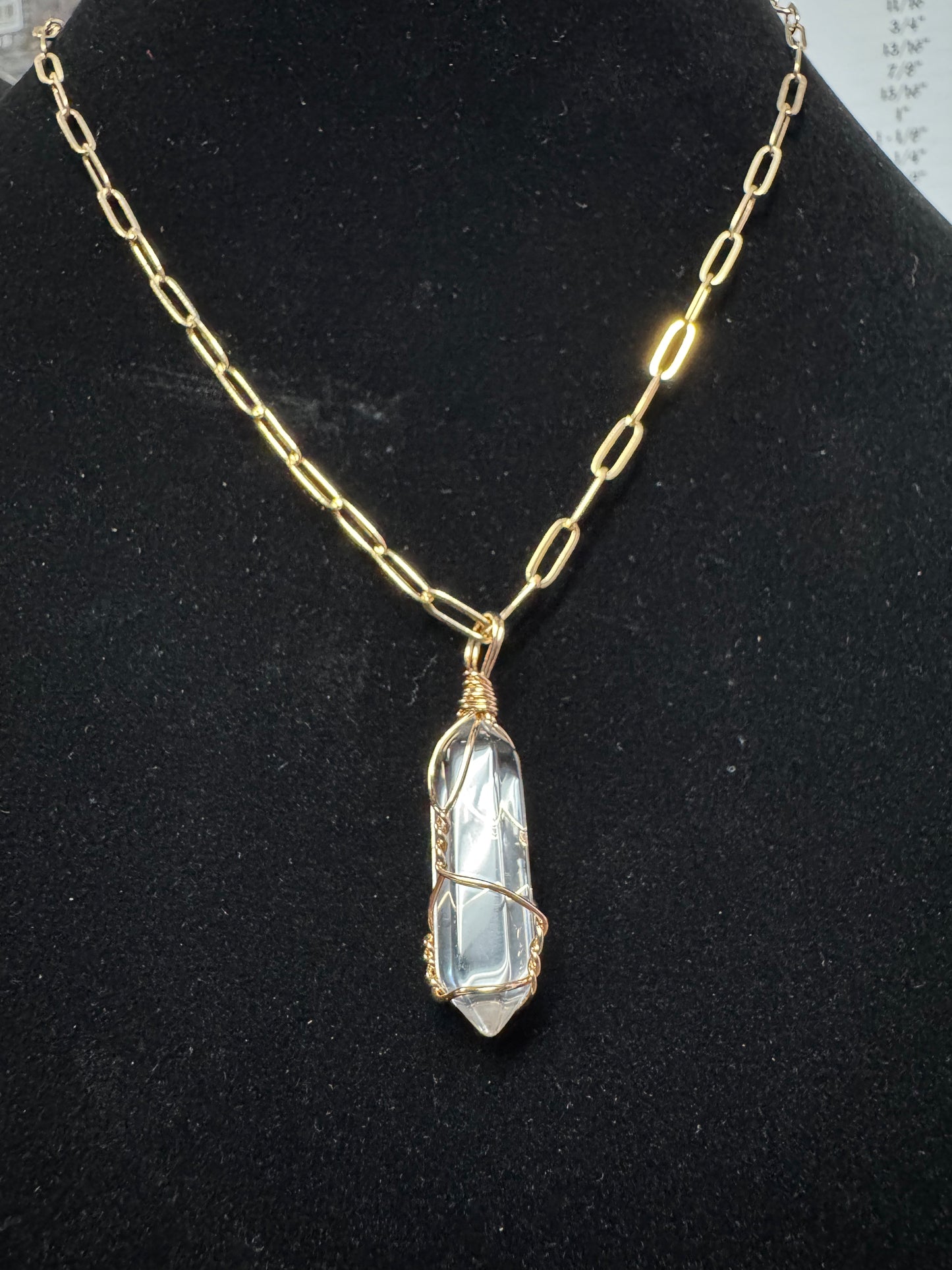 Gold Necklace & Clear Stone