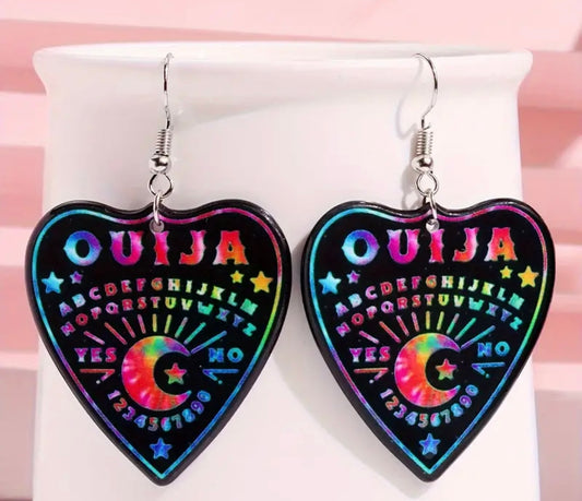 Rainbow Ouija Planchette Earrings