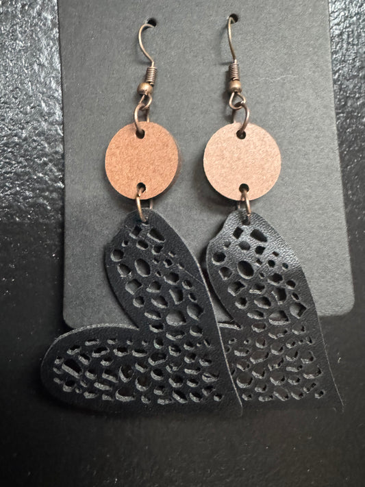 Leatherette Heart Earrings