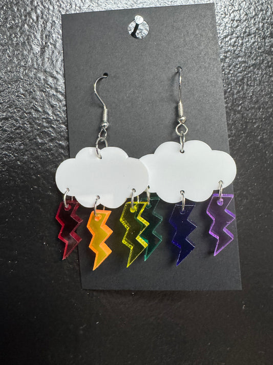 Rainbow Lightening Cloud Earrings