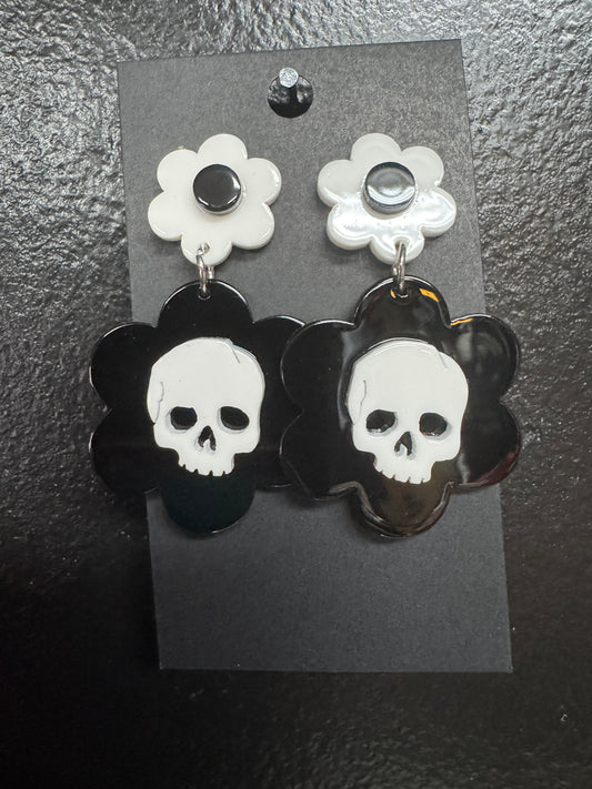 Skull Flower Earrings