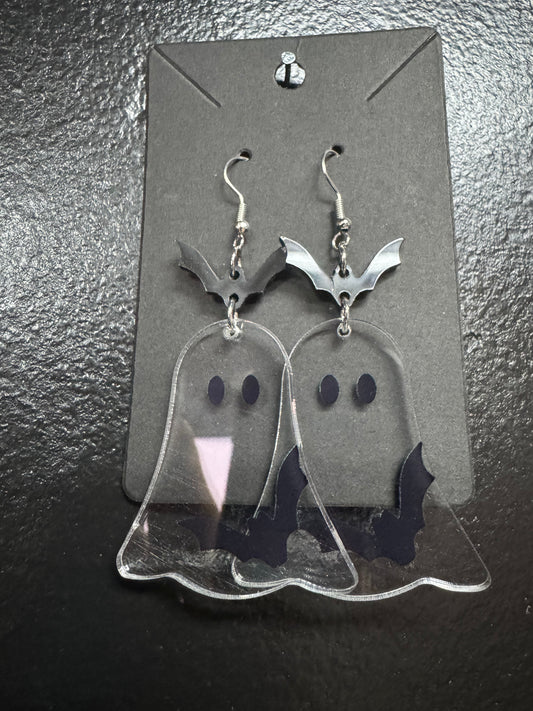 See Thru Ghost & Bat Earrings