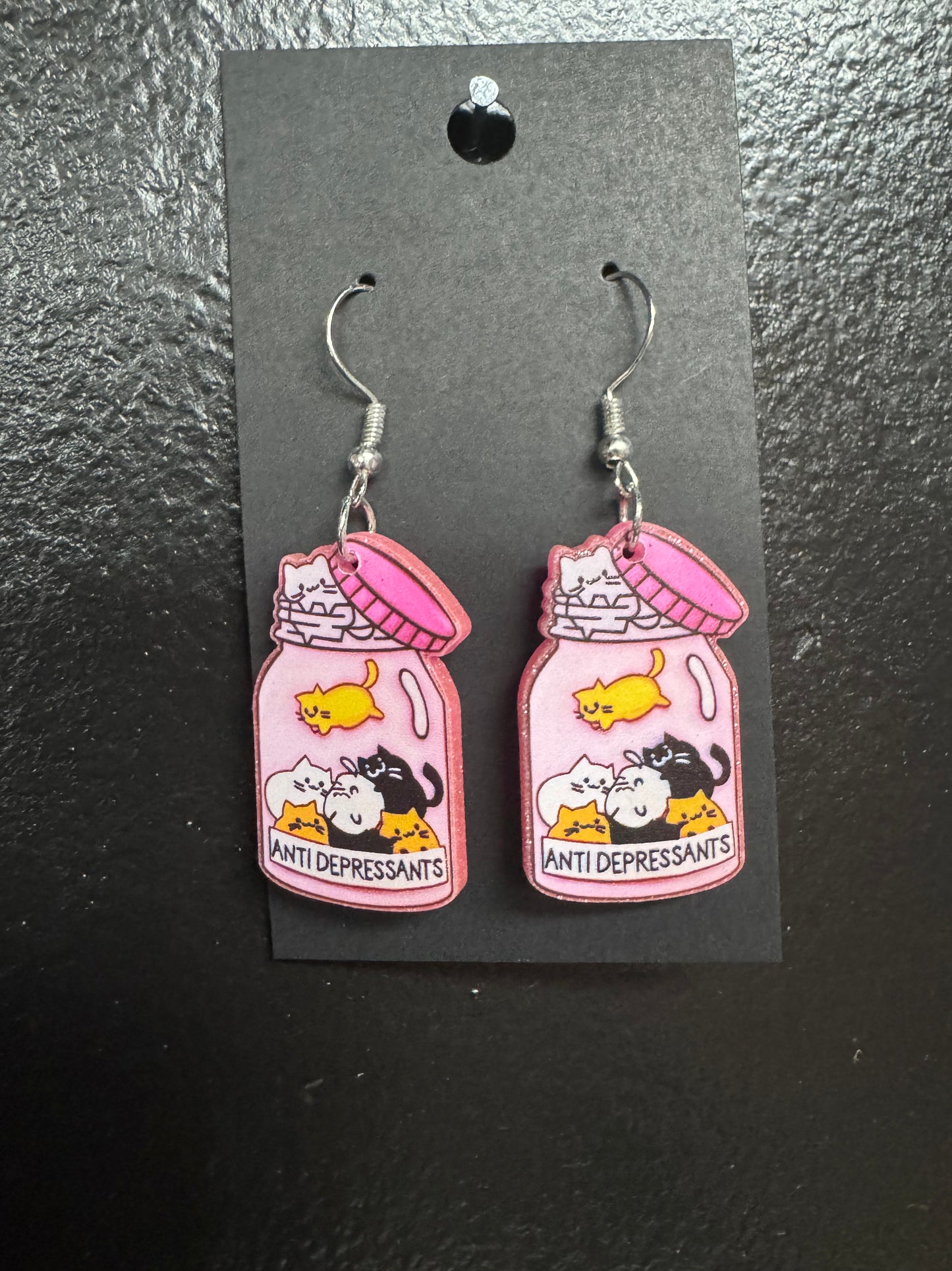 Anti Depressant Cat Jar Earrings