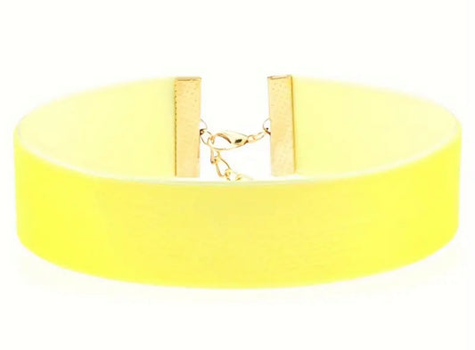 Yellow Gothic Wide Velvet Choker