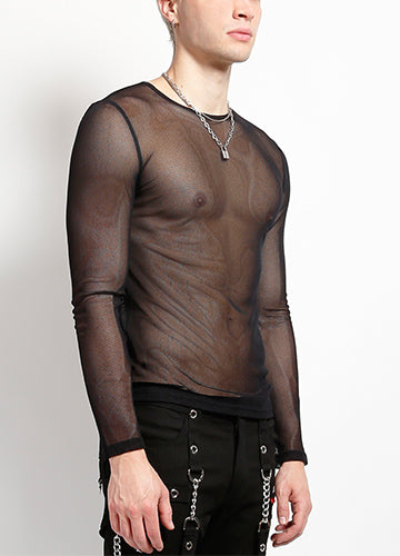 TRIPP-MENS LONG SLEEVE FISHNET BLACK