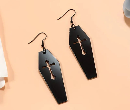 Lightweight Gothic Coffin Cross Earrings
