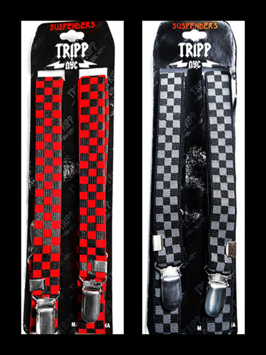 TRIPP-PRINTED CHECKERBOARD SUSPENDERS
