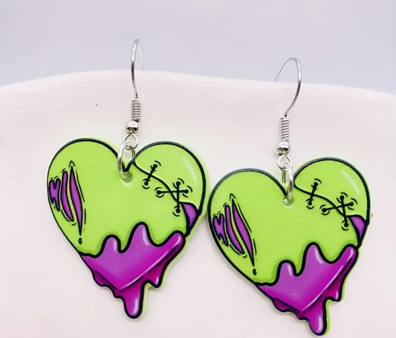 Zombie Heart Acrylic Double-Sided Earrings