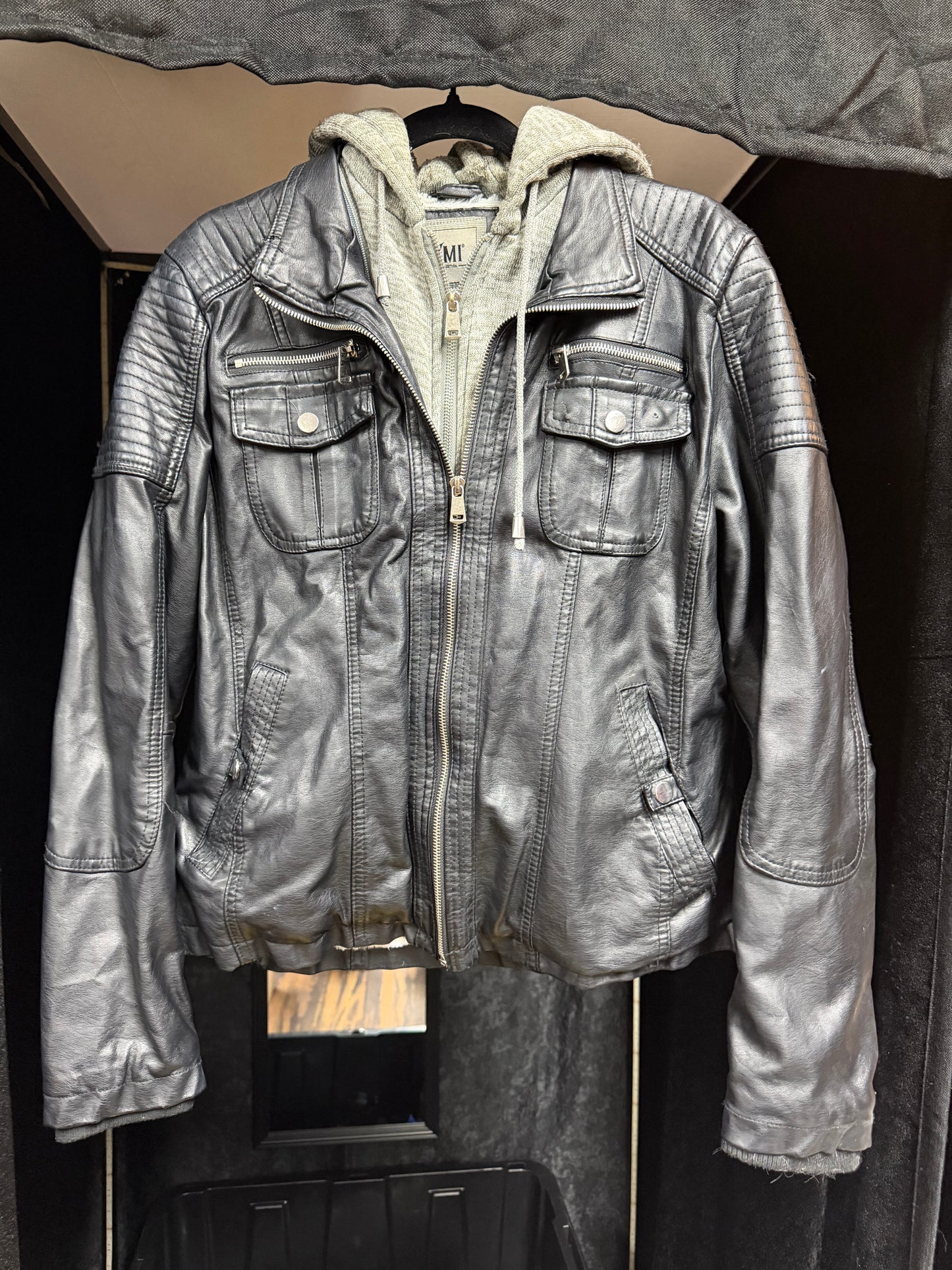 YMI Jean/Sweater PU Leather Jacket- Size XL