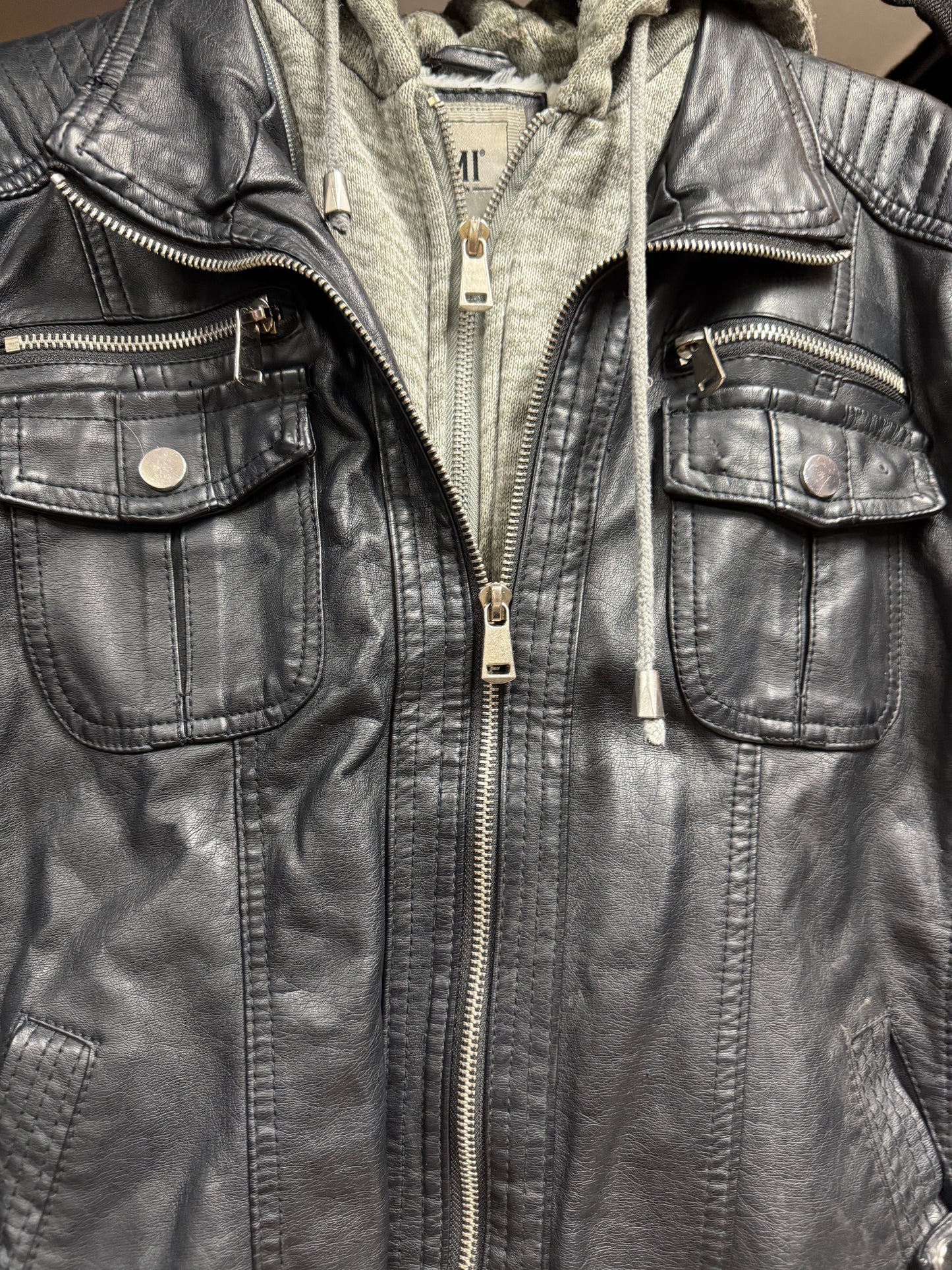 YMI Jean/Sweater PU Leather Jacket- Size XL