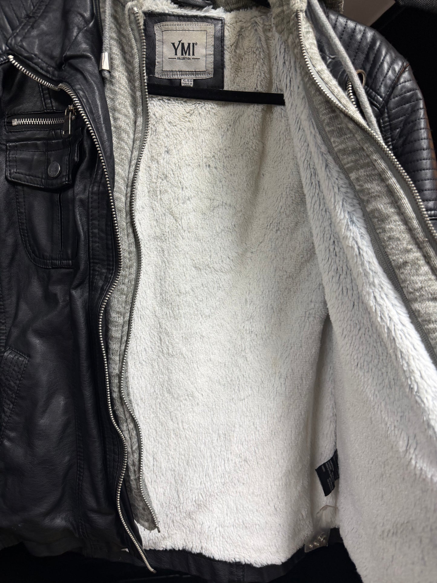 YMI Jean/Sweater PU Leather Jacket- Size XL