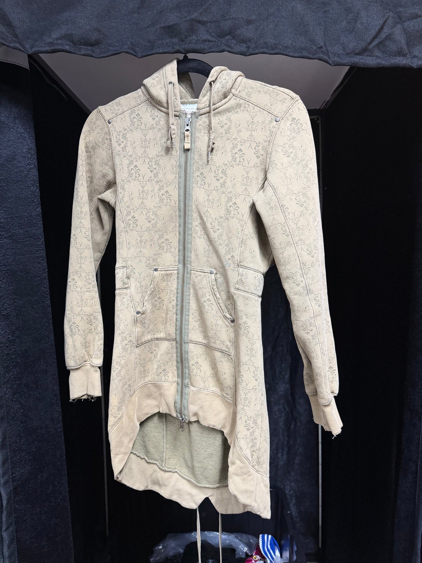 Triple 5 Soul- Y2K Distressed High Low Zip Up-Size XS/S