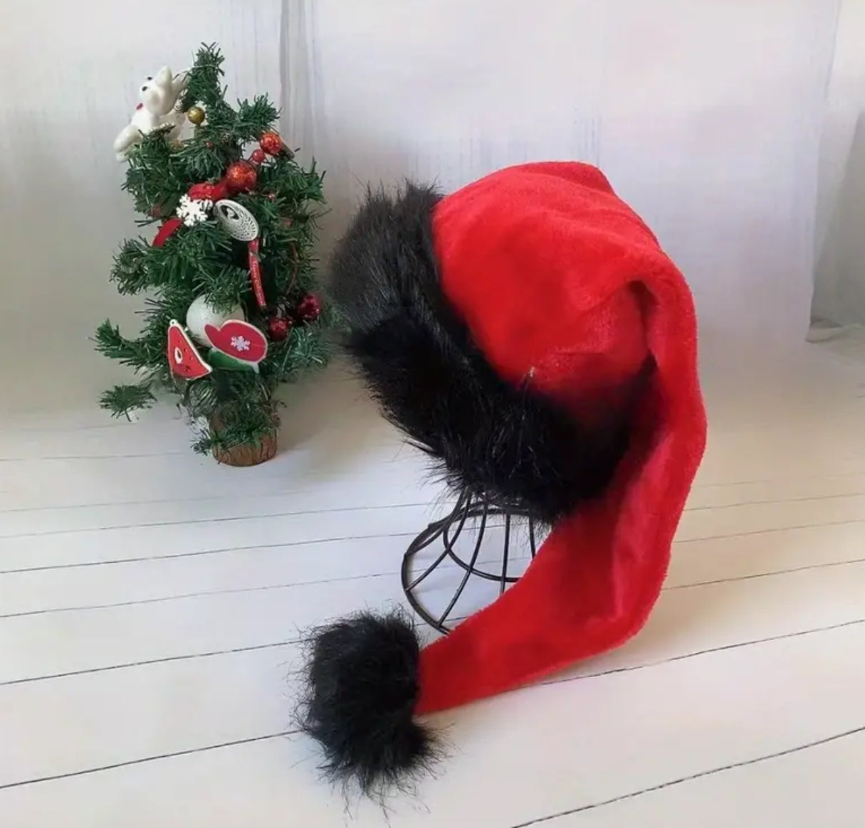 Black & Red Oversized Santa Hat