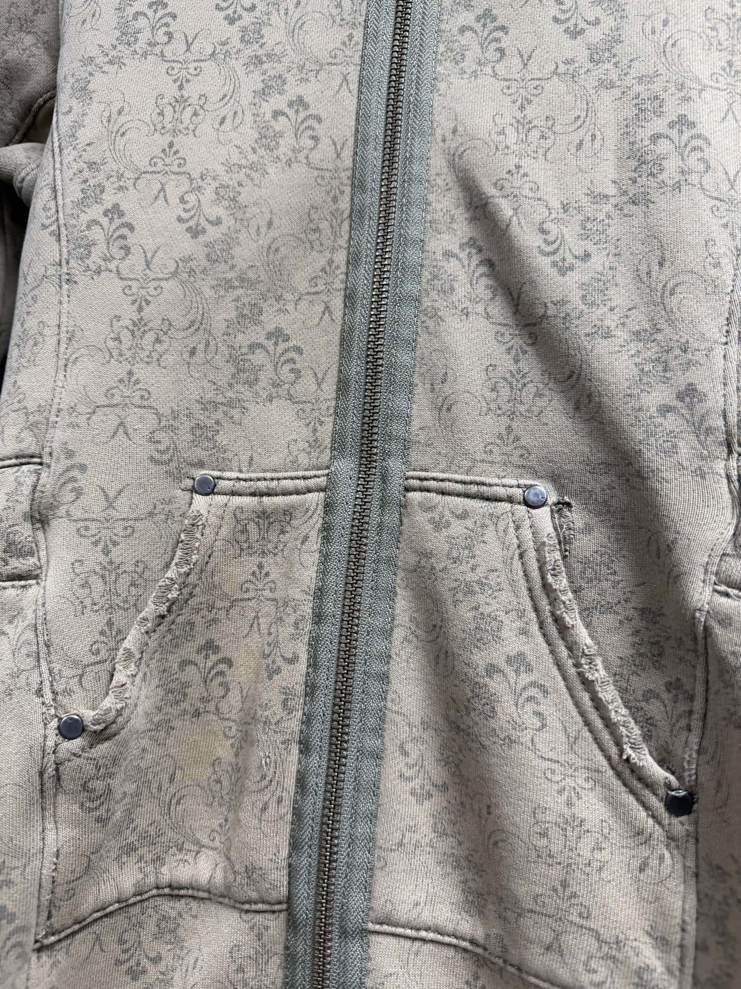 Triple 5 Soul- Y2K Distressed High Low Zip Up-Size XS/S