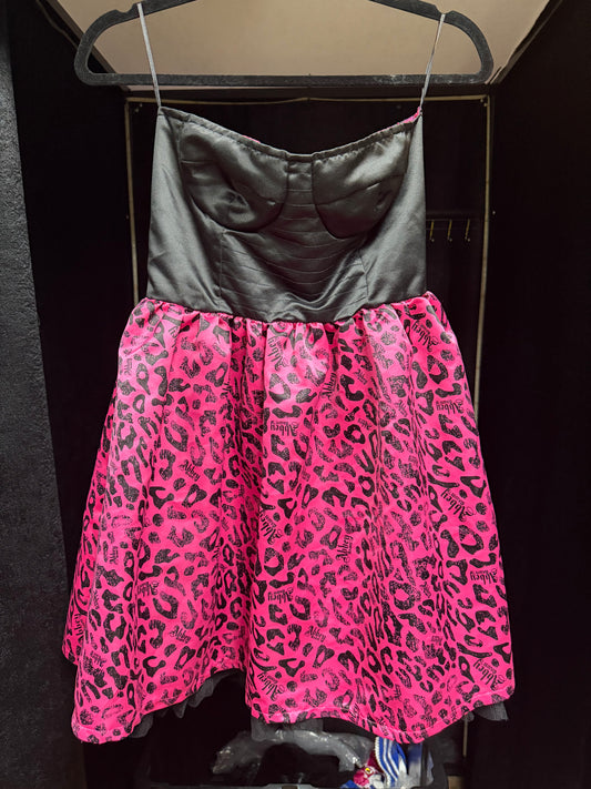 Abbey Dawn X Avril Lavigne- RARE Pink & Black Cheetah Dress- Size M