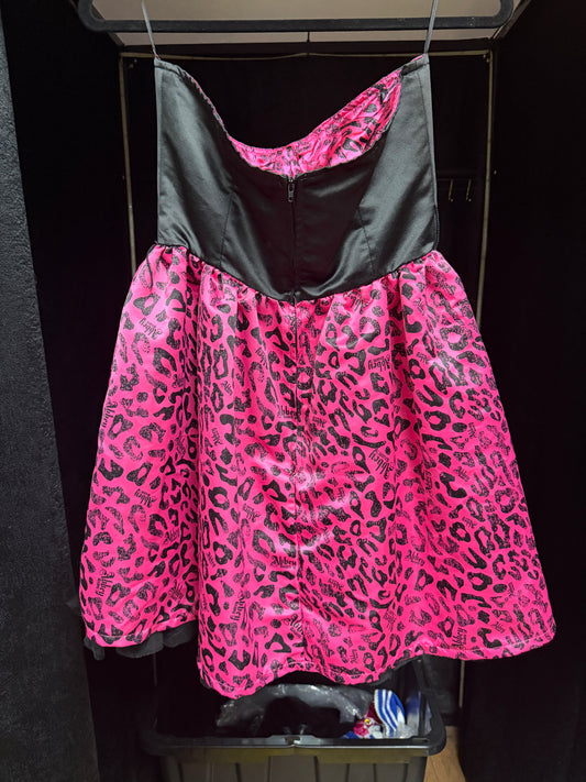 Abbey Dawn X Avril Lavigne- RARE Pink & Black Cheetah Dress- Size M