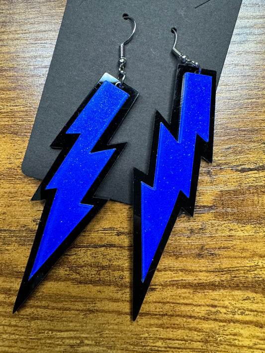 80's Style Neon Acrylic Reflective Lightning Bolt Earrings