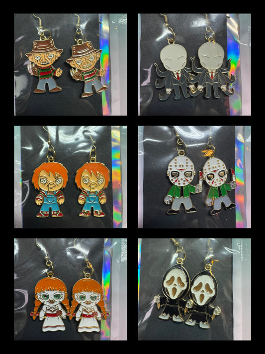Horror Icon Earrings- Gold Outline