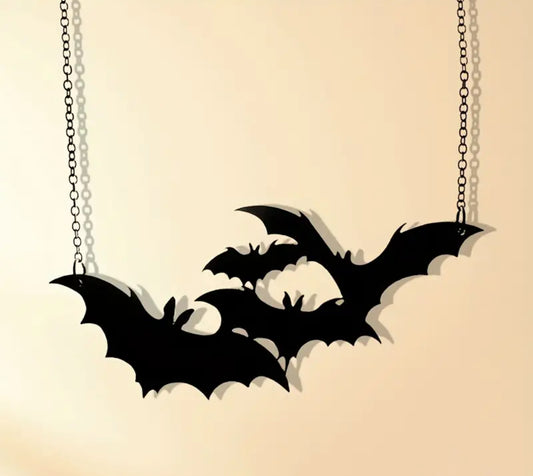 Gothic Flying Bat Necklace