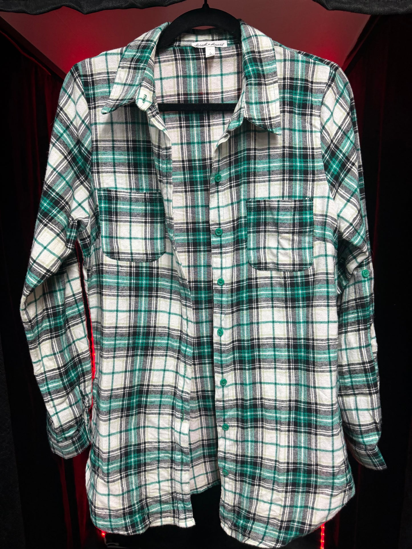 Derek Heart- Green Tone Flannel Button Up- Size Large