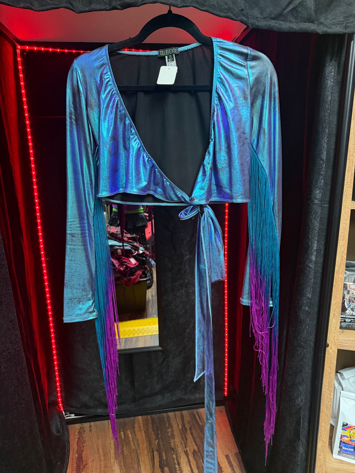ClubExx Mermaid Holographic Fringe Top- Size Small