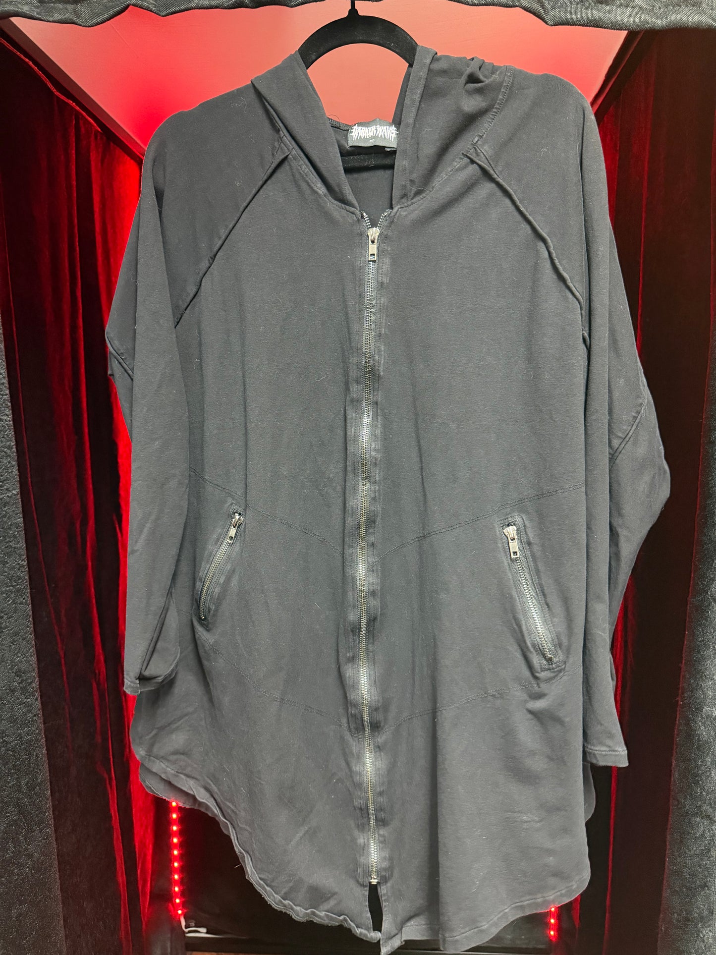 Darker Waves Long Line Zip Up W/Hood- Size M