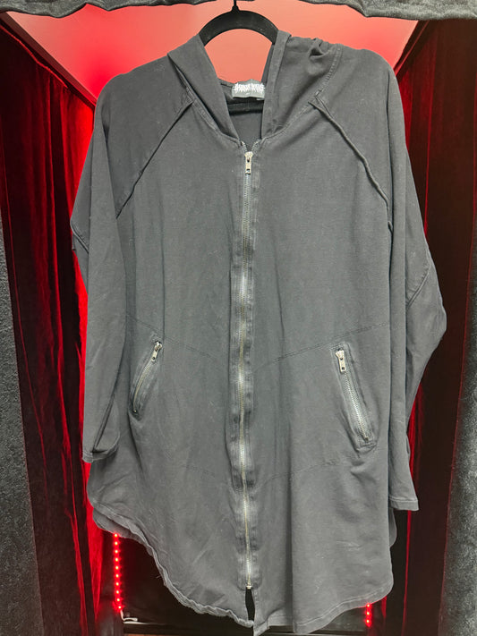 Darker Waves Long Line Zip Up W/Hood- Size M