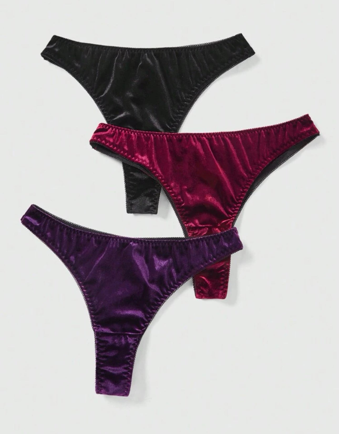 Goth Women's Velvet Splice Lace Thong Panties