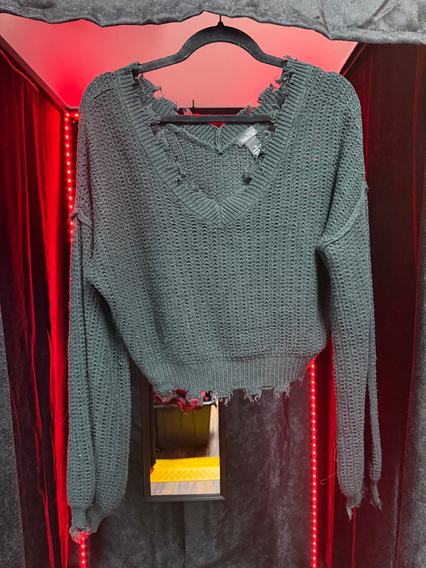 Rue21 Distressed Fray Crop Sweater- Med
