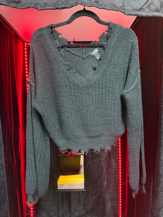 Rue21 Distressed Fray Crop Sweater- Med