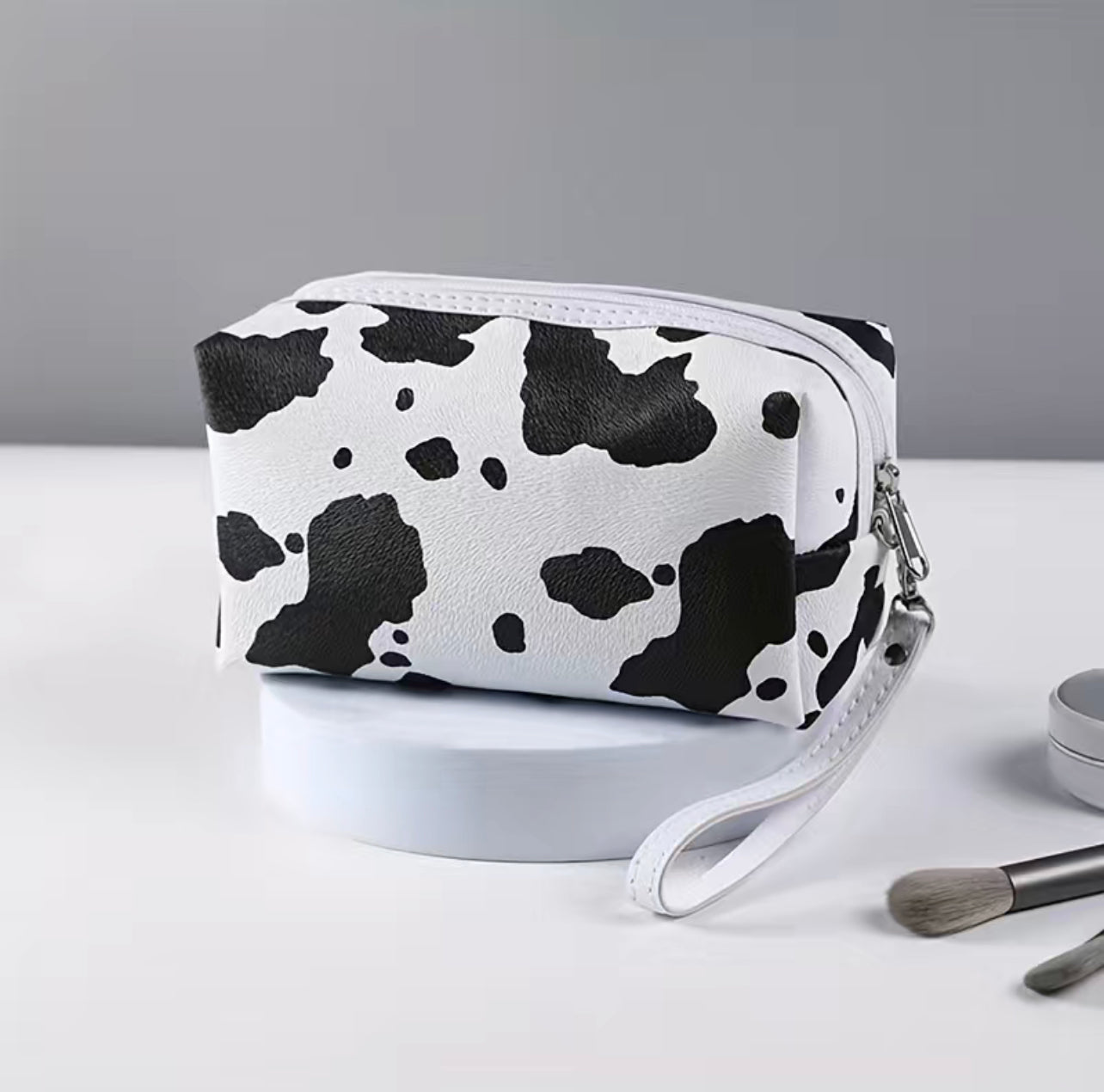Cow Print Cosmetic Bag- 7.5" x 4.5"