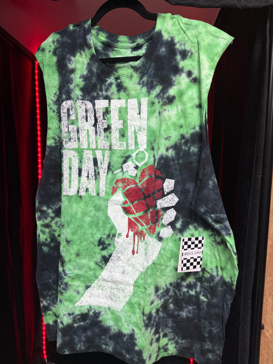 2017 DEADSTOCK Green Day Merch-Tie Dye Muscle Tee- 2XL