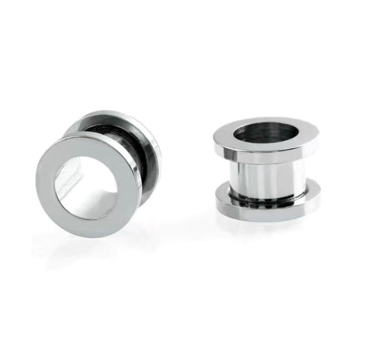 Silver-Stainless Steel Ear Plug Tunnel