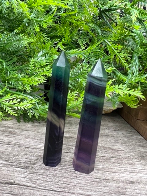 Rainbow Fluorite Natural Stone Tower, 2.75 inches